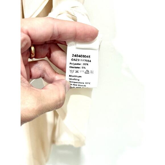 NWT Commense Chiffon Semi-Sheer One Shoulder Asymmetrical Blouse Apricot Size S - Picture 6 of 6